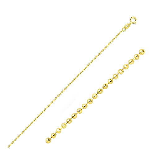 14K 1mm Yellow Gold Ball Necklace