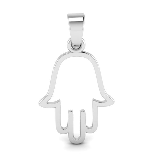 14K White Gold Hamsa Pendant