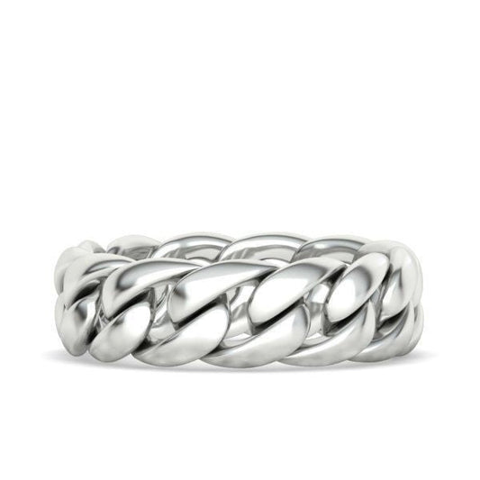 14K White Gold Cuban Link Ring
