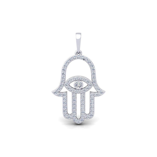 10K White Gold Diamond Encrusted Hamsa Pendant