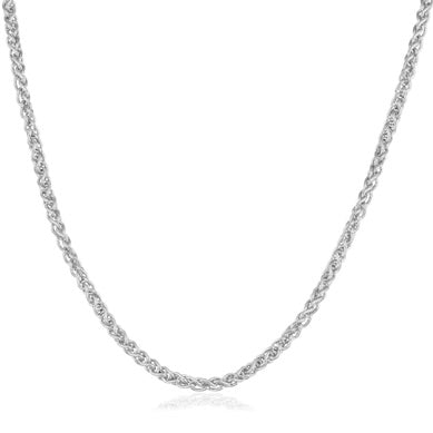 14K 3mm White Gold Wheat Necklace