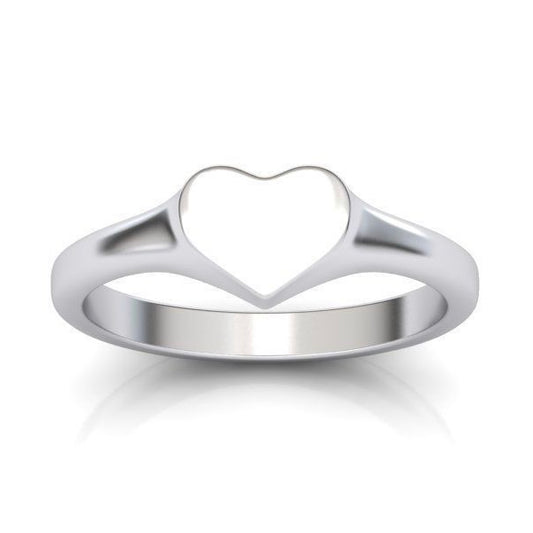 14K White Gold Heart Signet Ring