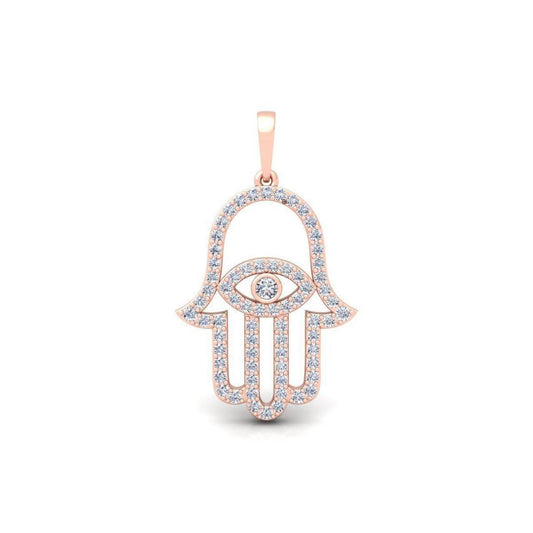 14K Rose Gold Diamond Encrusted Hamsa Pendant