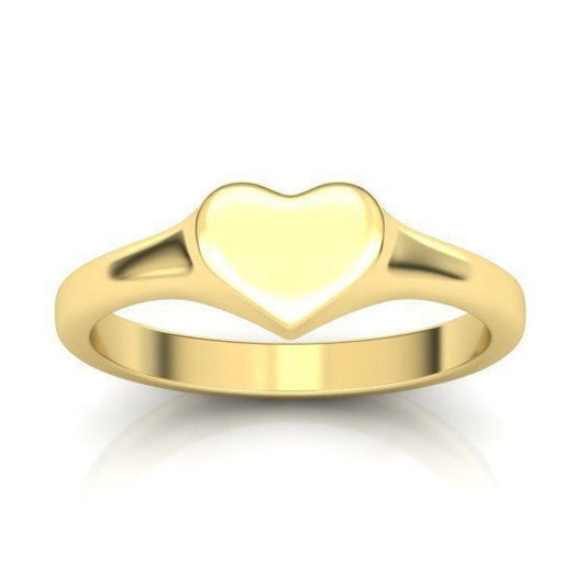10K Yellow Gold Heart Signet Ring