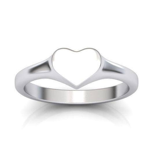 10K White Gold Heart Signet Ring