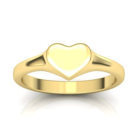 14K Yellow Gold Heart Signet Ring