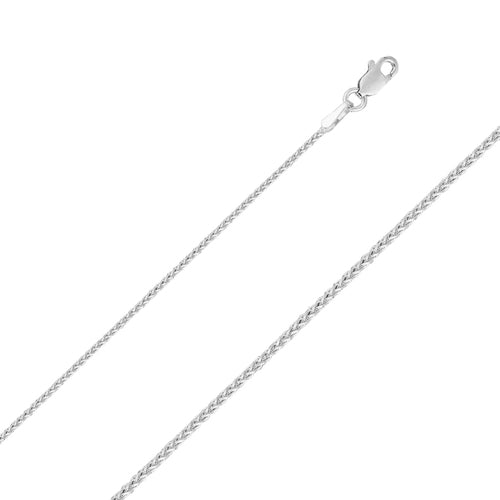 14K 2mm White Gold Wheat Necklace
