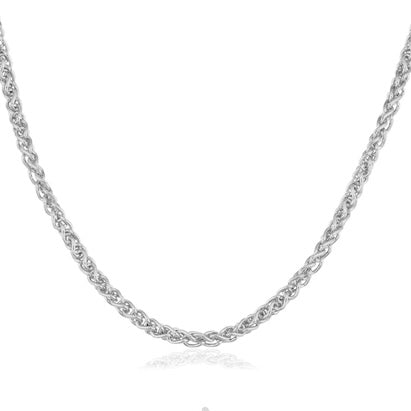 14K 4mm White Gold Wheat Necklace